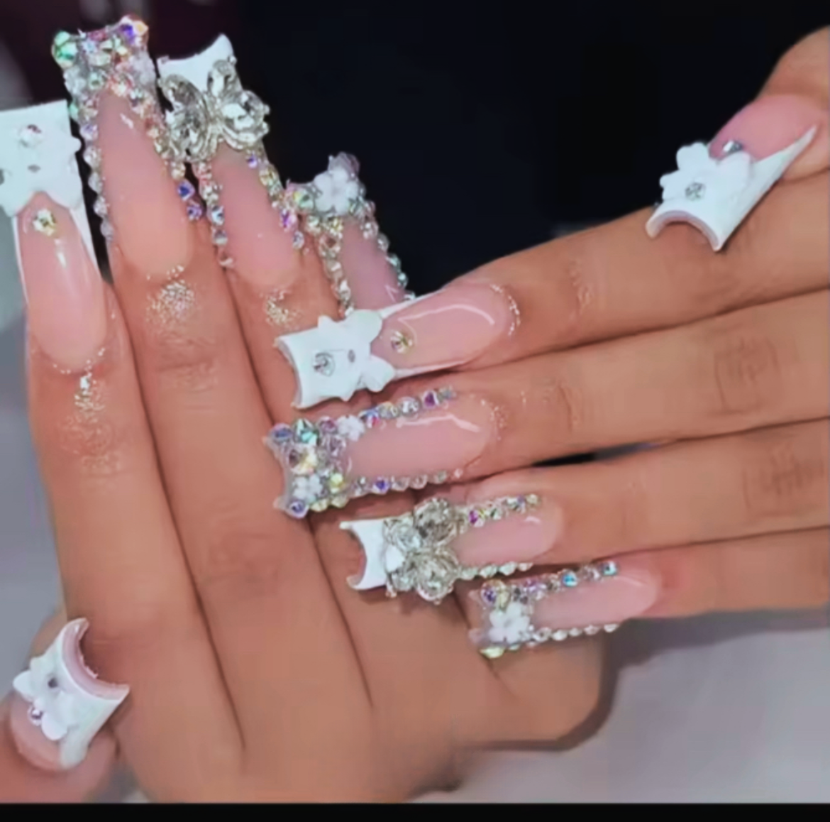 Girly Bejeweled Nails